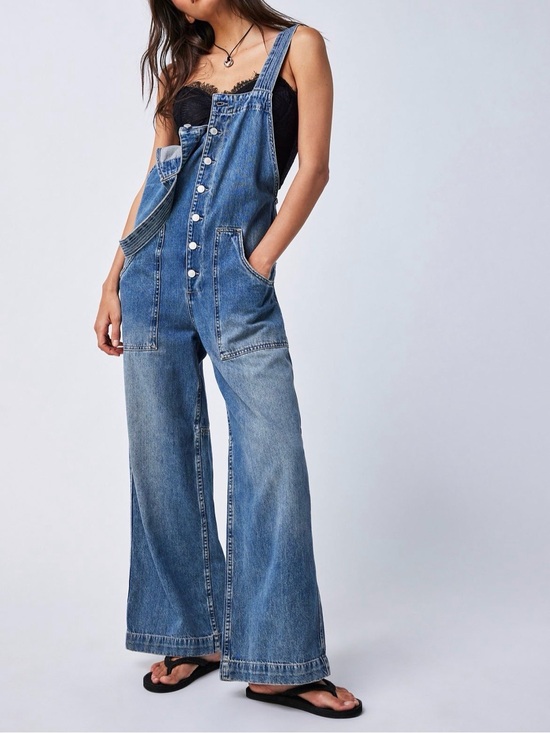 We The Free Pants - We The Free Fields of Flowers Wide Leg Overalls Size Medium